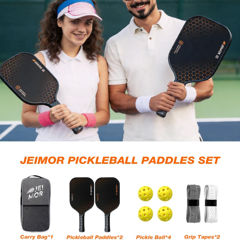 Pickleblall Rackets 2-piece set of glass fiber pickleball rackets - jeimor